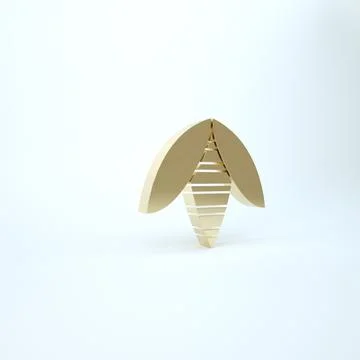 Gold Bee icon isolated on white background. Sweet natural food. Honeybee or a 스톡 일러스트