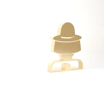 Gold Beekeeper with protect hat icon isolated on white background. Special Illustrazione stock