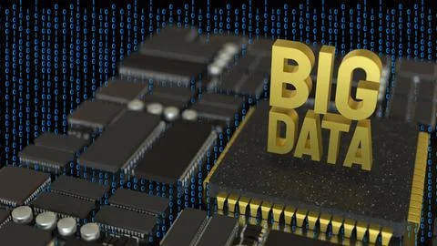 The Gold Big DATA on PCB board for technology concept 3d Rendering. Stock Photos