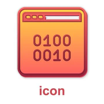 Gold Binary code icon isolated on white background. Vector Stock Illustration