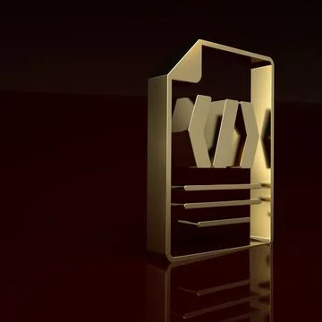 Gold Binary code icon isolated on brown background. Minimalism concept. 3D イラスト素材