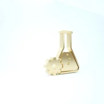 Gold Bioengineering icon isolated on white background. Element of genetics an Stock Illustration