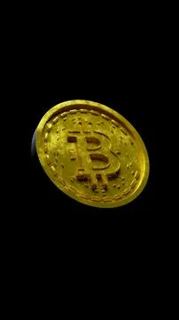 Gold bitcoin on black background. 3D Render Stock Illustration