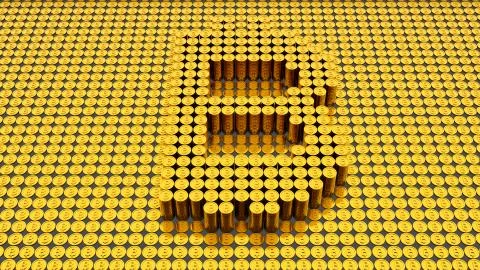 Gold Bitcoin. Blockchain technology. Mining of crypto-currencies. Stock Illustration