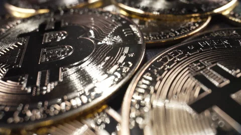 Gold Bitcoin - BTC - Bit Coin. Cryptocurrency Stock-Footage 297748625