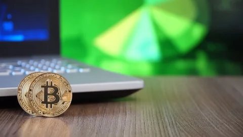 Gold BitCoin BTC Stock Footage 86779572