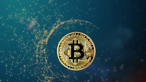 Gold Bitcoin BTC presentation, Crypto-Currency In Perfect 3D Rendering Stock Footage 136350480