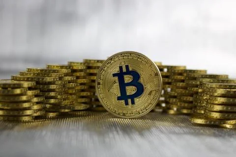 Gold bitcoin coin Stock Photos