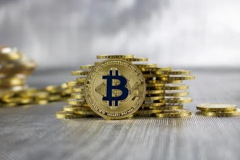 Gold bitcoin coin Stock Photos