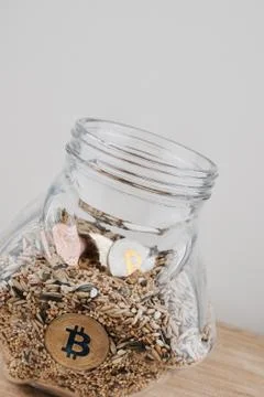 Gold bitcoin coin Stock Photos