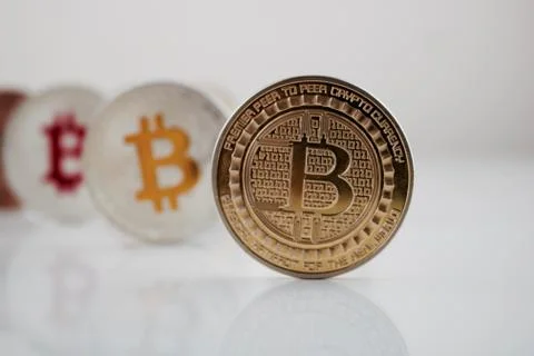 Gold bitcoin coin Stock Photos