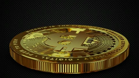 Gold Bitcoin Coin Spinning Flat View Loop Graphic 스톡 동영상 342707557