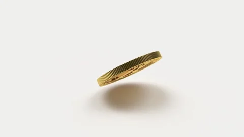 The gold Bitcoin coin is spinning Видео 333338849