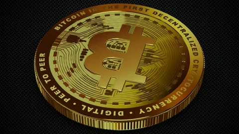 Gold Bitcoin Coin Spinning Macro Close Up Motion Loop 스톡 동영상 342707638