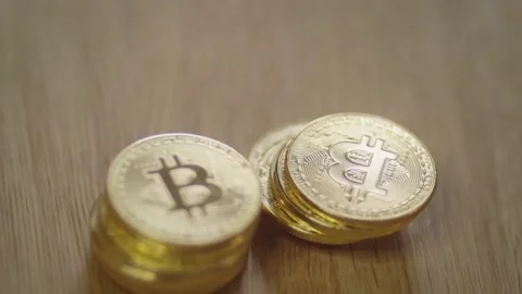 Gold Bitcoin crypto currency Stock Footage 155045225
