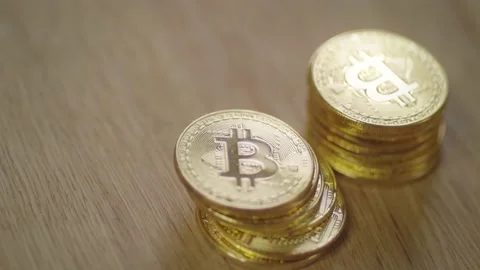 Gold Bitcoin crypto currency Stock Footage 155047232