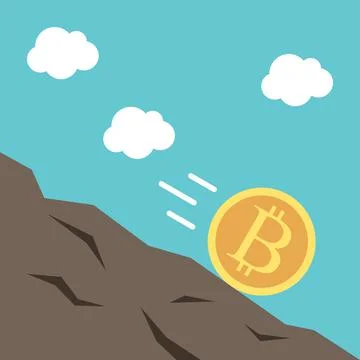 Gold bitcoin falling downhill Stock Illustration