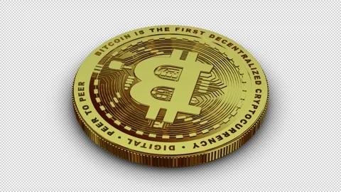 Gold Bitcoin Rotation, Alpha Channel, Business, Exclusive, Looped Stock Footage 302592111
