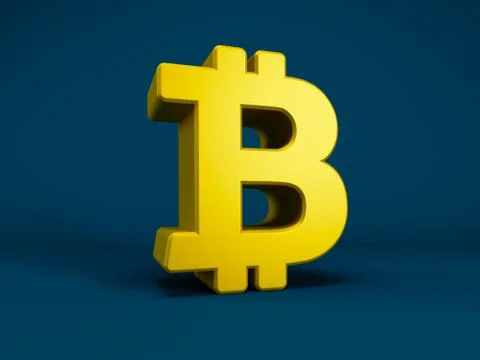 Gold bitcoin symbol, 3d rendering Stock Illustration