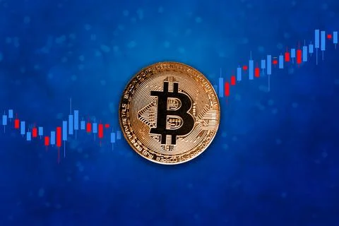 Gold bitcoin, tech background, electronic payment system, diagrams, sale char Stock Illustration