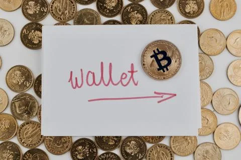 Gold bitcoin wallet Foto stock
