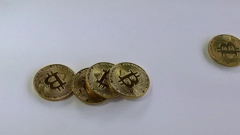 Gold Bitcoin on White Background Stock Footage 84466225