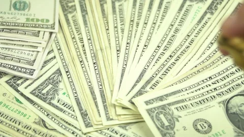 Gold bitcoinand  dollar stacks Stock Footage 85516871