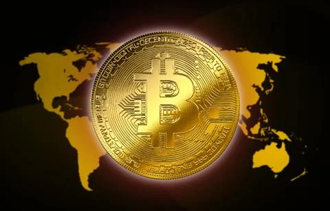 Gold bitcoin,coin cryptocurrency isolated background internet symbol Stock Illustration