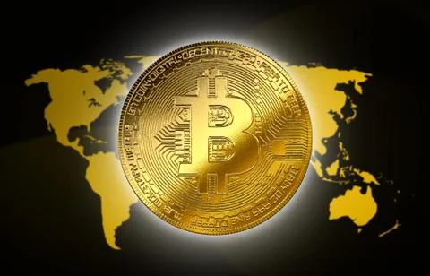Gold bitcoin,coin cryptocurrency isolated background internet symbol Stock Illustration
