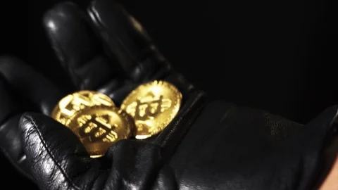 Gold bitcoins Stock Footage 117779662