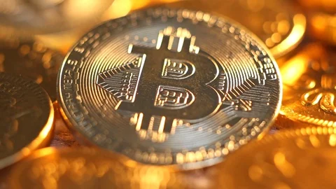 Gold Bitcoins tracking shot Stock Footage 101236550