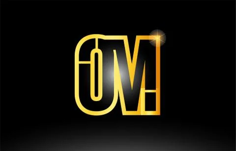 Gold black alphabet letter om o m logo combination icon design Stock Illustration
