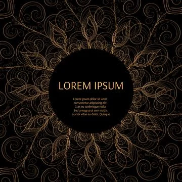 Gold black background design vector. Sun Indian pattern Stock Illustration