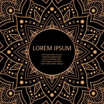 Gold black floral pattern frame Stock Illustration