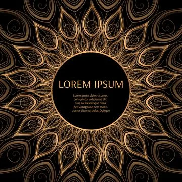 Gold black frame vector with peacock feather. Oriental ornament frame Stock Illustration