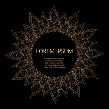 Gold black frame vector with peacock feather Stock Illustration