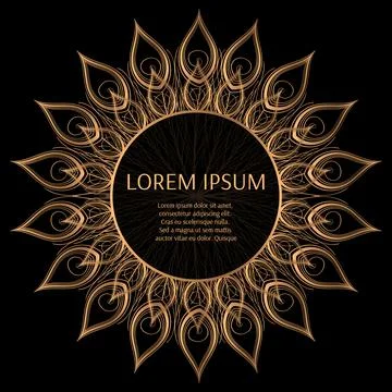 Gold black frame vector with peacock feather Stock Illustration