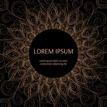 Gold black frame vector with peacock feather Stock Illustration