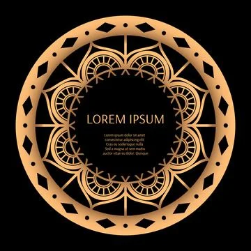 Gold black round pattern frame design vector Stock Illustration
