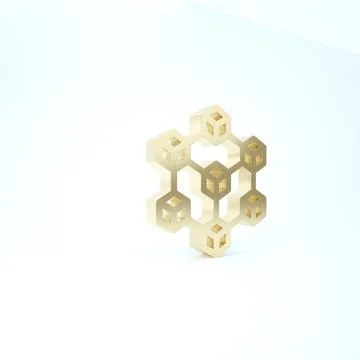 Gold Blockchain technology icon isolated on white background. Cryptocurrency  イラスト素材