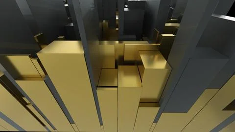 Gold Blocks In Perspective 스톡 일러스트