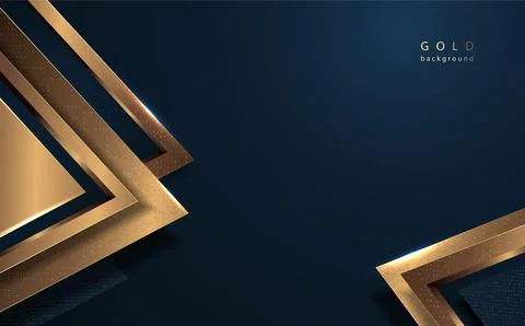 Gold-blue abstract background with dots. Dark background with gold volumetric Stock Illustration