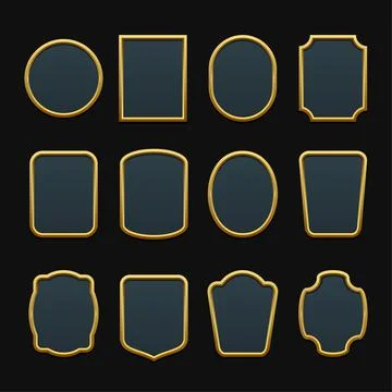 Gold Board Frame for Game Menu Interface. UI Set Vector Illustration