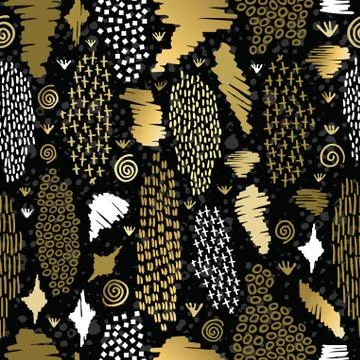 Gold boho seamless pattern retro tribal background Stock Illustration