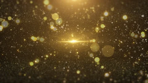 Gold bokeh, particle dynamic flowing with lens flare 4K motion loop Stock Footage 258093391