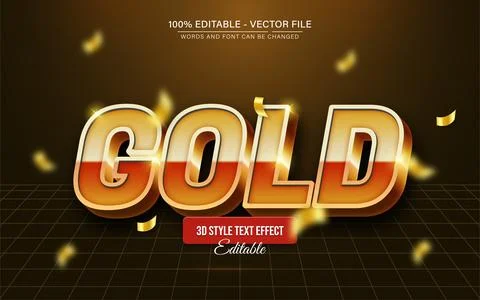 Gold bold 3d text effect editable Stock Illustration