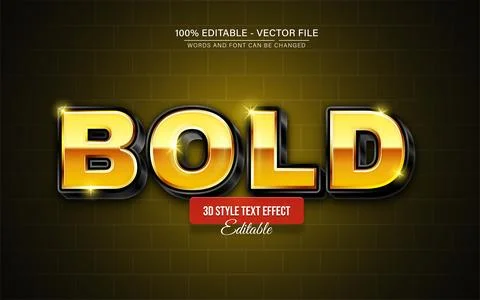 Gold Bold Luxury 3d text effect editable Stock Illustration