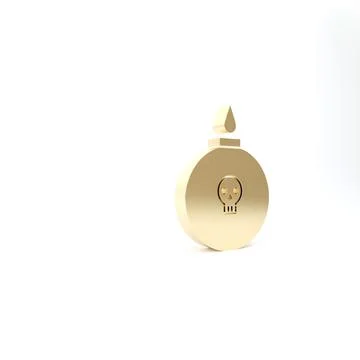 Gold Bomb ready to explode icon isolated on white background. 3d illustration Stock Illustration