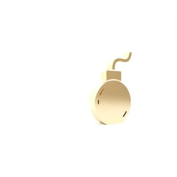 Gold Bomb ready to explode icon isolated on white background. 3d illustration Stock Illustration