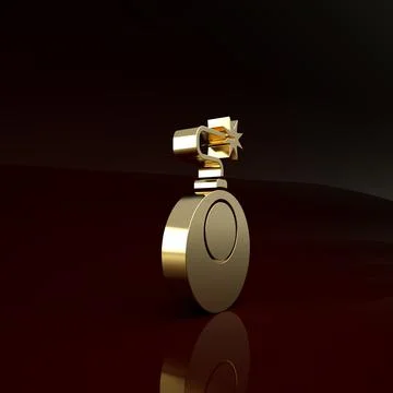 Gold Bomb ready to explode icon isolated on brown background. Minimalism conc Illustrazione stock